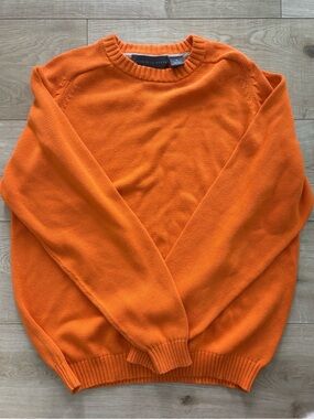 Oscar De La Renta Men's Orange Crewneck Sweater Size Medium Cotton Raglan